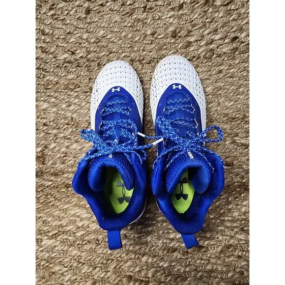 Under Armour Men's S 14 Team Hammer MR Football Cleats Blue White Athletic